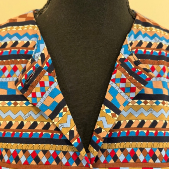 Emilio Pucci Retro Print Button-down Shirt, Size 8, Vibrant Colorful Design - Picture 7 of 11